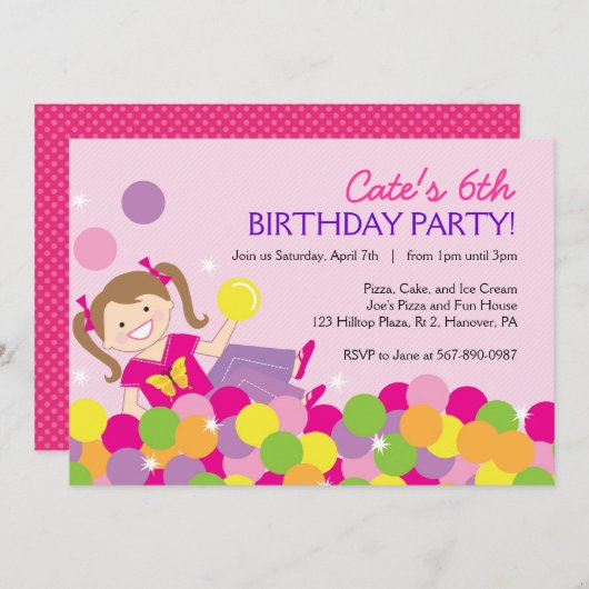 Uitnodigingen van Pit Ball Birthday Party (Voorkant / Achterkant)