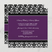 Uitnodigingen van Plum Damask Engagement Party (Voorkant / Achterkant)