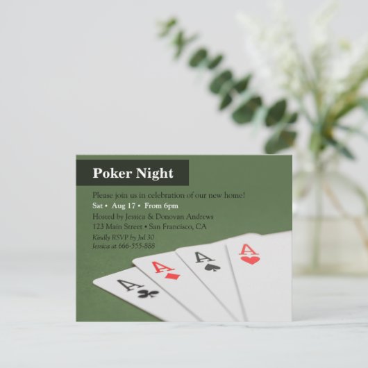 Uitnodigingen van Poker Night Housewarming Party (Staand voorkant)