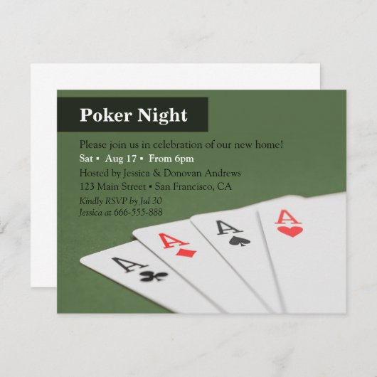 Uitnodigingen van Poker Night Housewarming Party (Voorkant / Achterkant)