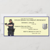 Uitnodigingen van politievrouw Aangepaste Pensioen (Voorkant)