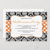 Uitnodigingen van Polka Dot Damask Halloween Party (Voorkant / Achterkant)