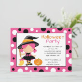 Uitnodigingen van Polka Dot Witch Halloween Party (Staand voorkant)
