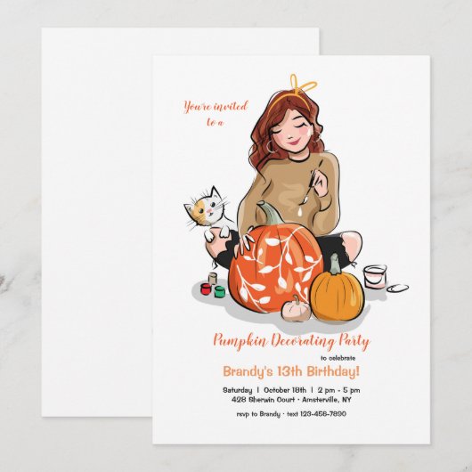 Uitnodigingen van pompoenafscheidende partijen (Voorkant / Achterkant)