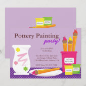 Uitnodigingen van Pottery Painting Party (Voorkant / Achterkant)