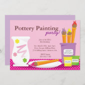 Uitnodigingen van Pottery Painting Party (Voorkant / Achterkant)