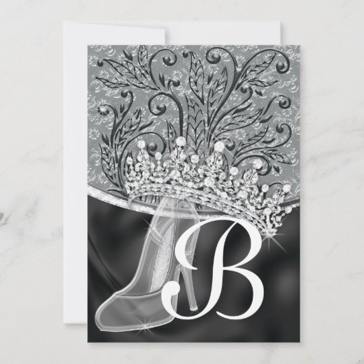 Uitnodigingen van prinses Bling Diamond Party (Achterkant)