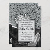 Uitnodigingen van prinses Bling Diamond Party (Voorkant / Achterkant)