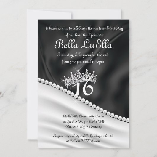 Uitnodigingen van prinses Bling Diamond Party (Voorkant)