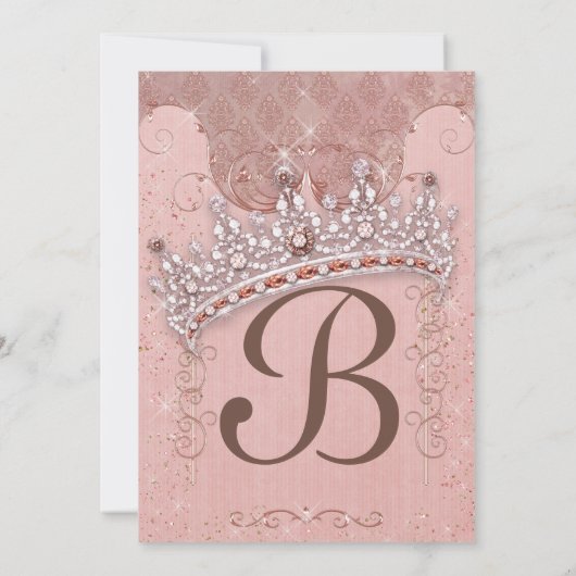 Uitnodigingen van prinses Bling Diamond Party (Achterkant)