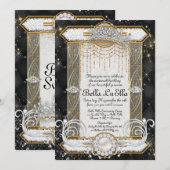 Uitnodigingen van prinses Bling Diamond Party (Voorkant / Achterkant)