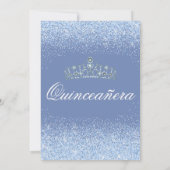 Uitnodigingen van prinses Blue Glitter Quinceanera (Achterkant)