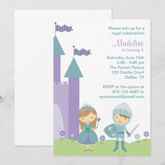 Uitnodigingen van prinses en Knight (Voorkant / Achterkant)
