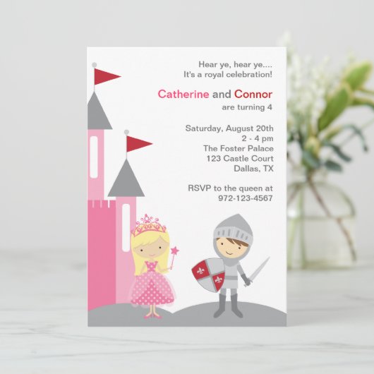 Uitnodigingen van prinses en Knight (Staand voorkant)