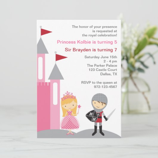 Uitnodigingen van prinses en Knight (Staand voorkant)