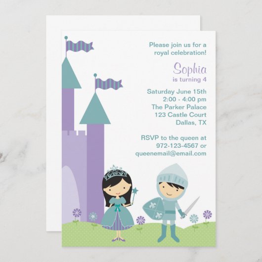 Uitnodigingen van prinses en Knight (Voorkant / Achterkant)