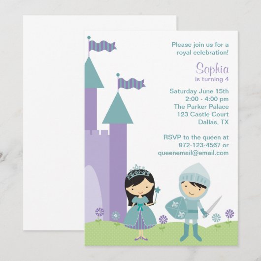 Uitnodigingen van prinses en Knight (Voorkant / Achterkant)