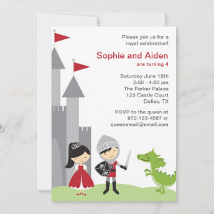 Uitnodigingen van prinses en Knight Birthday
