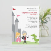 Uitnodigingen van prinses en Knight Birthday (Staand voorkant)