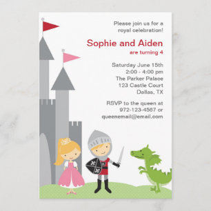 Uitnodigingen van prinses en Knight Birthday