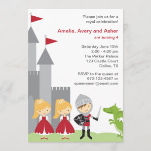 Uitnodigingen van prinses en Knight Birthday