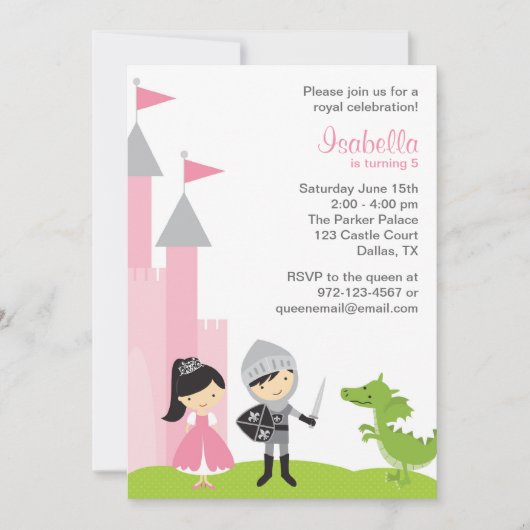 Uitnodigingen van prinses en Knight Birthday (Voorkant)