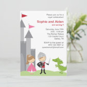 Uitnodigingen van prinses en Knight Birthday (Staand voorkant)