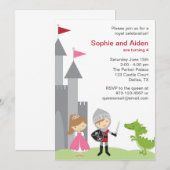 Uitnodigingen van prinses en Knight Birthday (Voorkant / Achterkant)