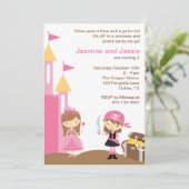 Uitnodigingen van prinses en roze piraten (Staand voorkant)