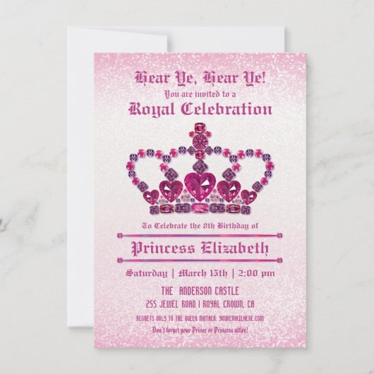 Uitnodigingen van prinses Girl op feestdag (Voorkant)