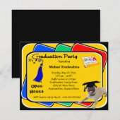 Uitnodigingen van Pug Blue Graduation Party (Voorkant / Achterkant)