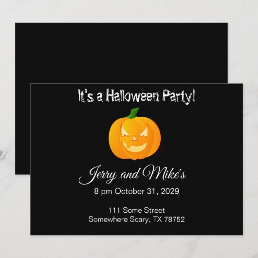 Uitnodigingen van Pumpkin Halloween Party (Voorkant / Achterkant)