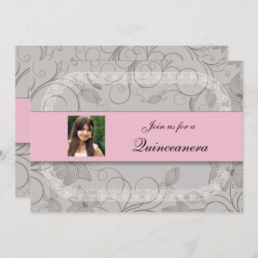 Uitnodigingen van Quinceanera (Voorkant / Achterkant)