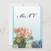 Uitnodigingen van Quinceanera in Spaans pastblauw (Voorkant)