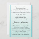 Uitnodigingen van Quinceanera in Spaans pastblauw (Achterkant)