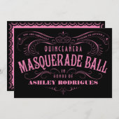 Uitnodigingen van Quinceanera Masquerade (Voorkant / Achterkant)