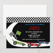 Uitnodigingen van Race Car Birthday Party (Voorkant / Achterkant)