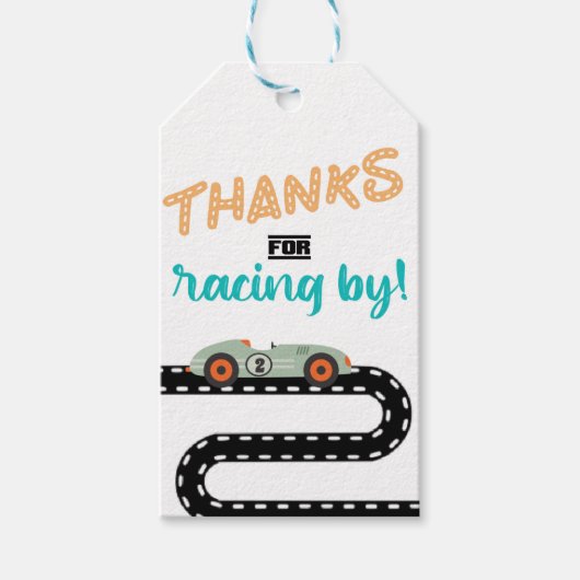 Uitnodigingen van Race Car Birthday, tweede verjaa Cadeaulabel (Voorkant)