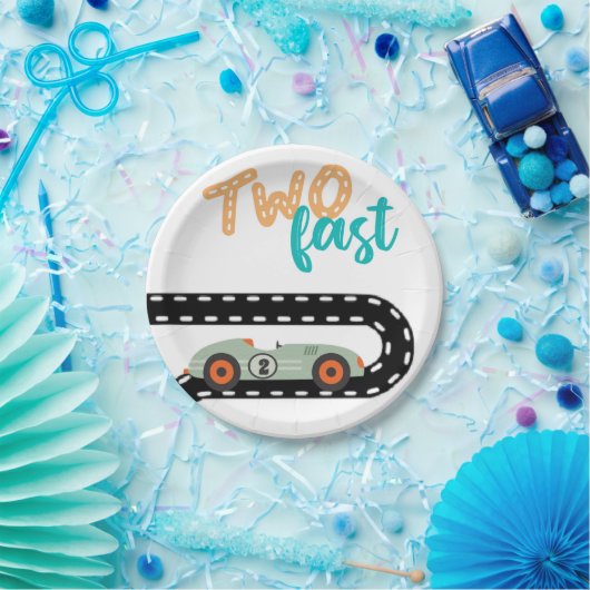 Uitnodigingen van Race Car Birthday, tweede verjaa Papieren Bordje (Feest)