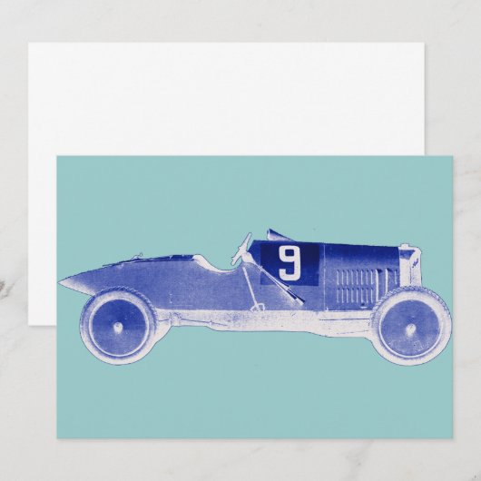 Uitnodigingen van Race Car Theme Party (Voorkant / Achterkant)