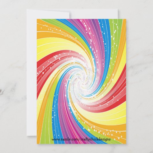 Uitnodigingen van Rainbow Birthday Party (Achterkant)