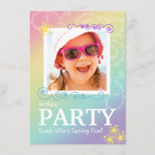 Uitnodigingen van Rainbow Doodle Birthday Party
