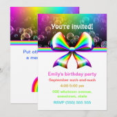 Uitnodigingen van Rainbow-lintfeest (aanpasbaar!) (Voorkant / Achterkant)