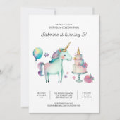 Uitnodigingen van Rainbow Unicorn Birthday Party (Voorkant)