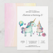 Uitnodigingen van Rainbow Unicorn Birthday Party (Voorkant / Achterkant)