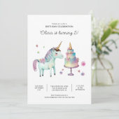 Uitnodigingen van Rainbow Unicorn Birthday Party (Staand voorkant)