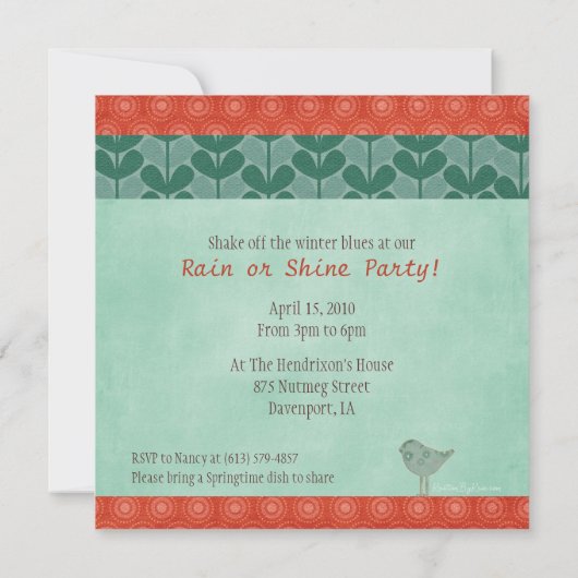 Uitnodigingen van Rainy Day Party (Achterkant)