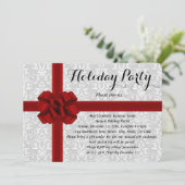 Uitnodigingen van Red Gift Bow Holiday Party (Staand voorkant)