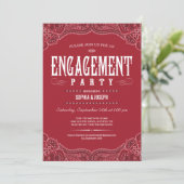 Uitnodigingen van Red Paisley Engagement Party (Staand voorkant)