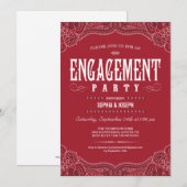 Uitnodigingen van Red Paisley Engagement Party (Voorkant / Achterkant)